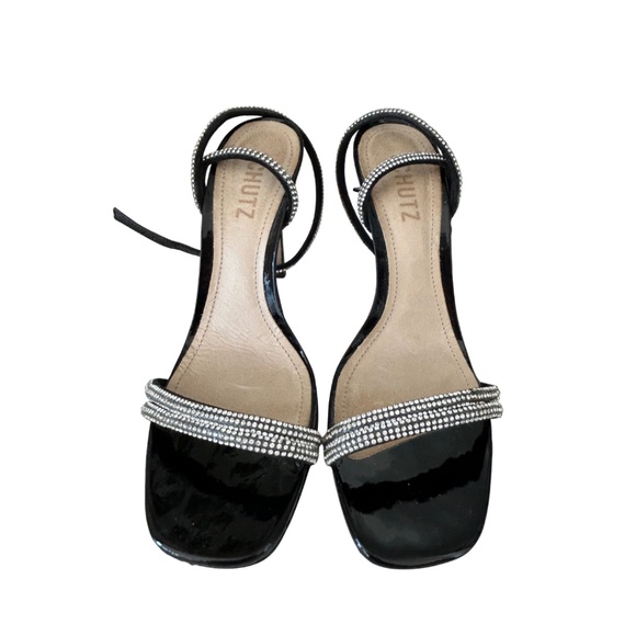 SCHUTZ Altina Glam Crystal Embellished Heel Sandals Sz 7.5 - Picture 3 of 15